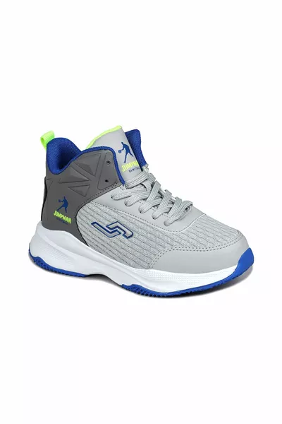  Light Grey - Royal Blue Unisex Kids Basketball Sneakers