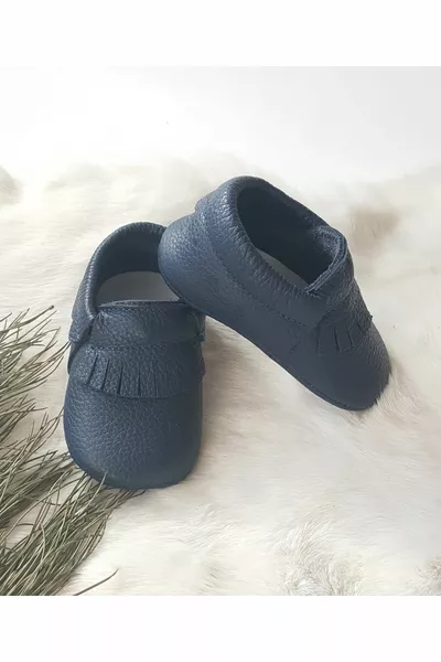 Rocco темно-синий кожаный унисекс детские ботильоны Boboseni