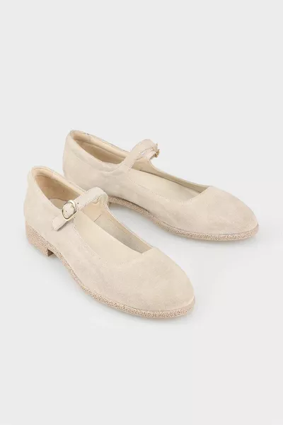 Ballerine da donna in pelle beige