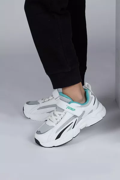  Cırtlı Beyaz - Mavi Üniseks Çocuk Sneaker Günlük Spor Ayakkabı