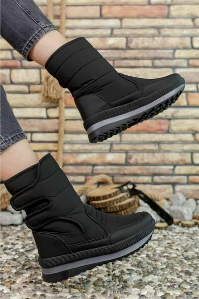 Modaonn Bottes de neige unisexes en fourrure noire