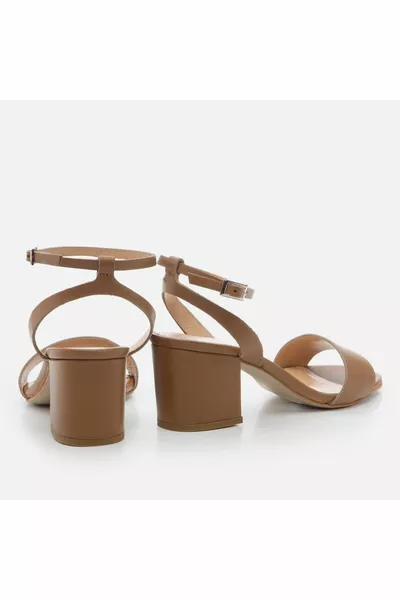 جلد طبيعي الجمل المرأة الصنادل ذات الكعب العالي