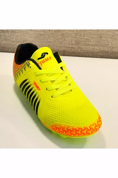  E حذاء كرة قدم للأطفال باللون الأخضر النيون 