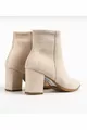 Women's Suede Beige Cream Zipper Pointed-Toe Heeled Boots