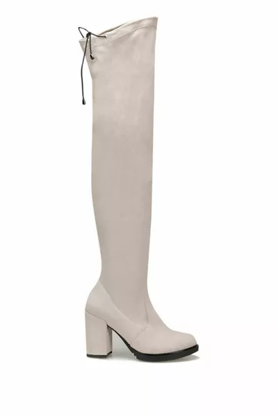 z أحذية الركبة النسائية من جلد الغزال المنك