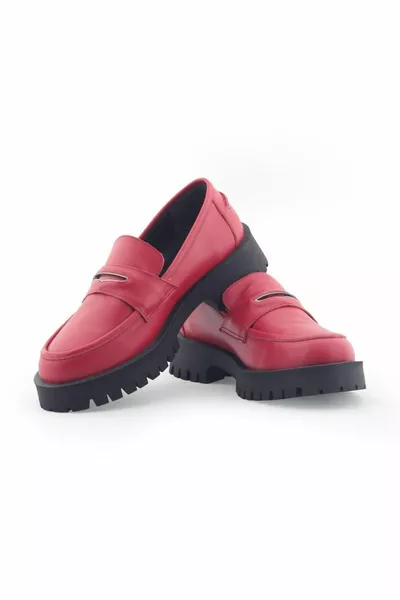 Mocassins confort en cuir rouge