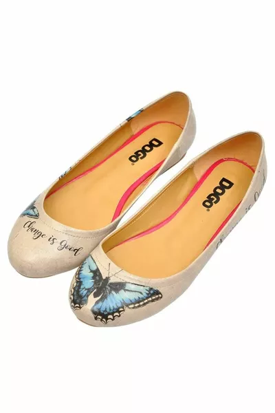 Ballerine beige in pelle vegana da donna - Il cambiamento è un buon design