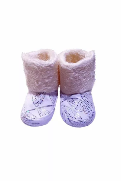 Papulin роскошные детские пинетки серебристо-белые детские туфли для девочек