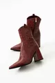 Women's Genuine Leather Croco Boots Burgundy