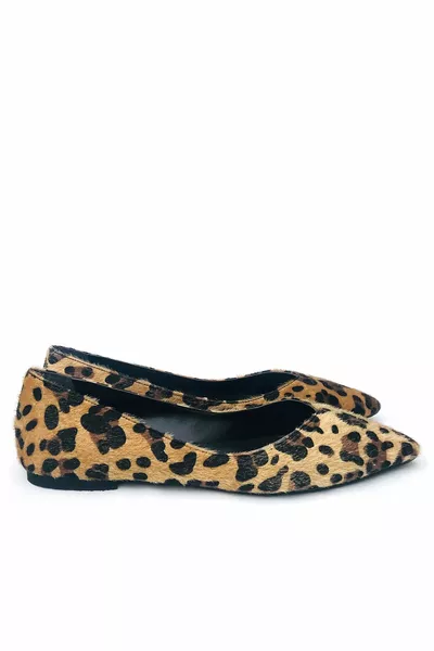 Echtes Leder Frauen Leopard Thai Feder Ballerinas Casual Flach Casual Sohle Spitze Zehenpartie 