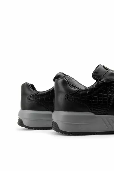 Cuir véritable Noir Sneaker Chaussures Homme