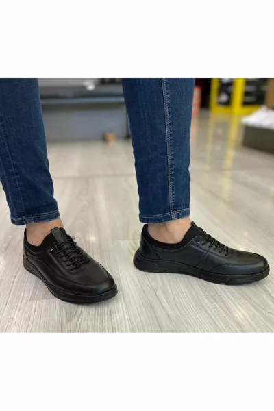 Кроссовки Внутренний Внешний Натуральная Кожа Черная Повседневная Обувь Для Ходьбы