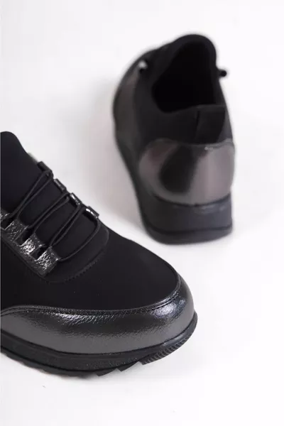 روزا الدانتيل المتابعة مطاط العظام مريحة وحيد الجلد مفصلة الباليه الشقق أمي أحذية سانت أسود / رمادي