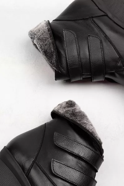 Women's Genuine Leather Easy Wear Fur Mother Boots ell. - 