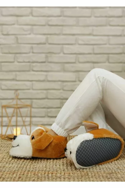 Мужские коричневые белые домашние сапоги с подвеской для собак