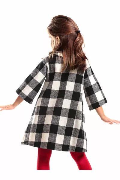 Pompom filles bébé col à carreaux robe avec jouets