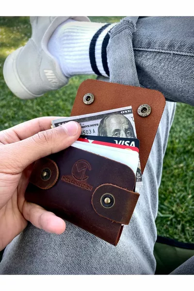 Portacarte in vera pelle, Portacarte minimal, Portacarte piccolo da uomo e da donna, Prodotto da regalo