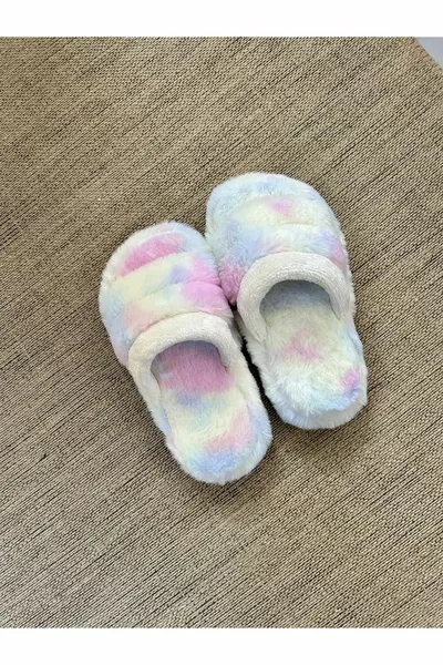 شبشب بيت كريمي أفخم بألوان قوس قزح