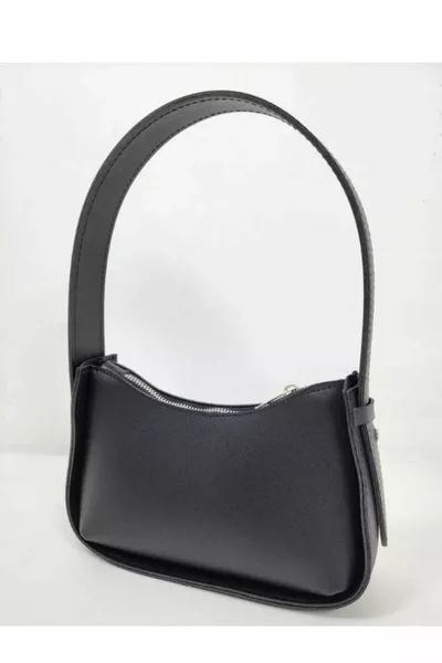 Women's Plain Patterned White Baguette Bag
