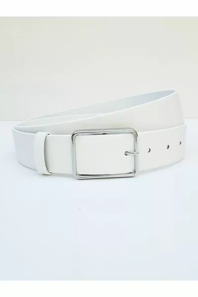 Basic witte riem voor dames met zilveren gesp