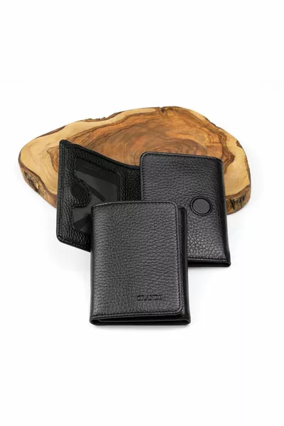  Магнитный мужской кошелек из натуральной кожи (ПОДАРОК ЗАЖИГАЛКИ)