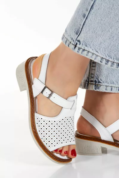 Interior Exterior Genuine Leather Low Heels Orthopedic Sole Women Sandals