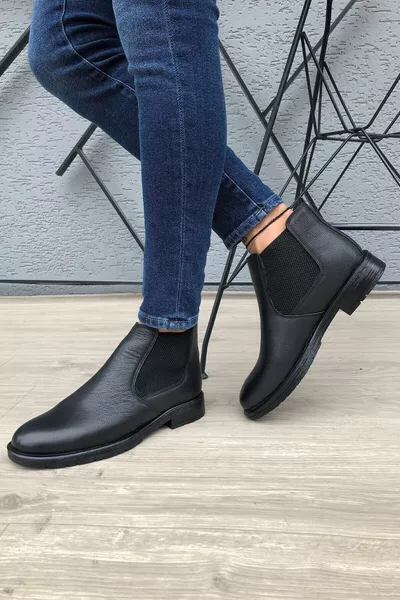 Черни мъжки ежедневни ботуши челси мека изкуствена кожа