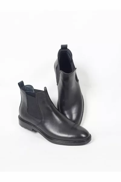 Herren Chelsea Black Antik elastische Lederstiefel