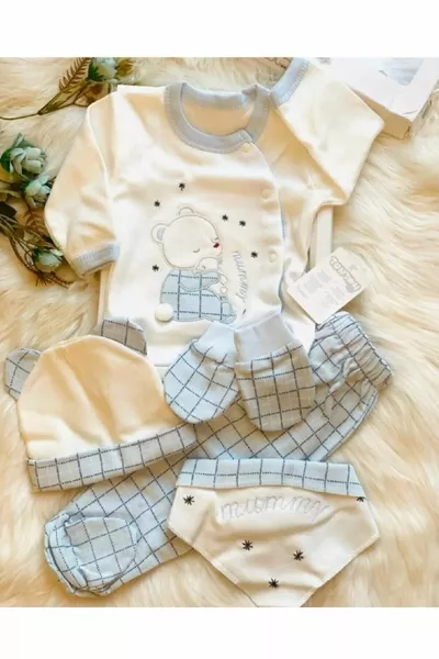 Baby Boy Ecru 5 бр Изход от болница Комплект за новородено 