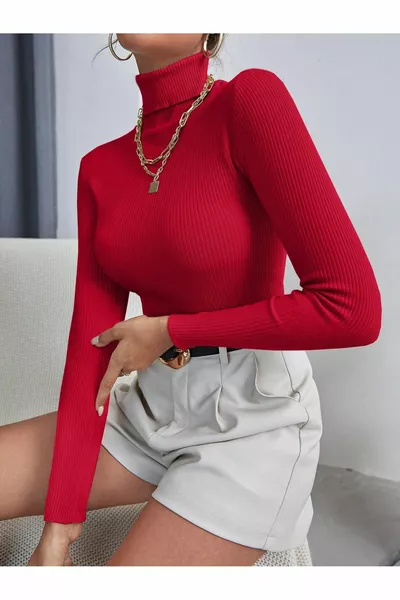 Unisex Kan Rood Katoenen Coltrui Slimfit Coltrui