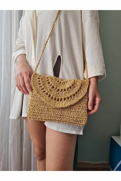 BORSA A TRACOLLA DA DONNA/BORSA DI PAGLIA/BORSA ESTIVA/BORSA A TRACOLLA/BORSA LAVORATA A MAGLIA