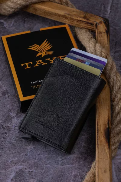 RFID المحمية الجلود الرجال آلية أوتوماتيكية المضادة للسرقة حامل بطاقة محفظة مع مقصورة المال