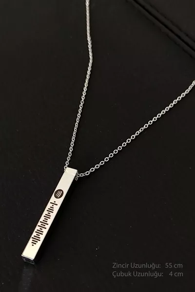 Unisex Spotify Code Silver Color Bijouterie Bar Bar Pendant Chain