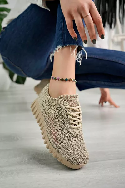 محبوك منقوشة أحذية رياضية C عارية النسيج