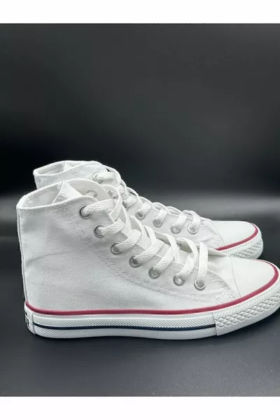 Baskets unisexes blanches à la cheville et à col long - Sneaker