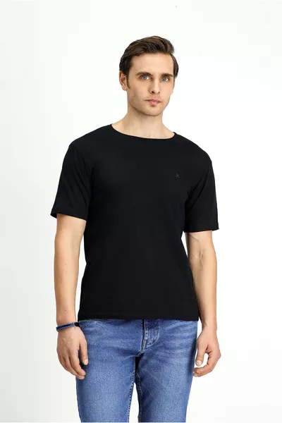 طقم 3 قطع من القمصان القطنية برقبة على شكل دراجة ضيق وقصّة نحيفة