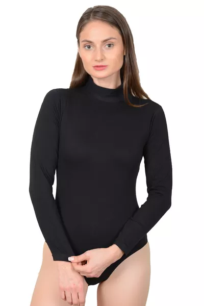 Long Sleeve Half Turtleneck Snap Button Bodysuit