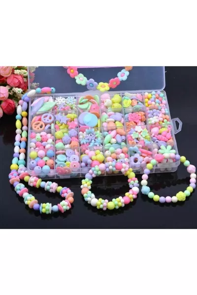 طقم خرز بلاستيكي لهوايات في علبة بها  مقصورة، مجموعة افعلها بنفسك