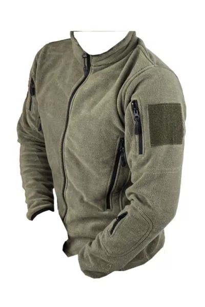Taktische Schlichte Jacke mit 5 Taschen in Khaki Grün Fleece Oberteil