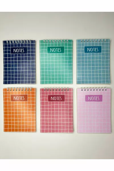 6-Piece Notebook Set .5 cm Squared Notebook  Sheets Top Spiral Pocket Notebook