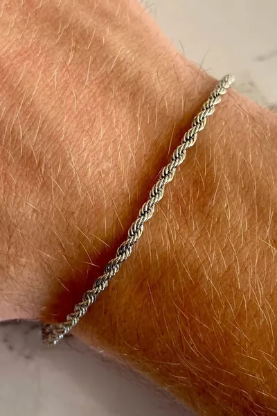 سوار رجالي من الفولاذ المقاوم للصدأ بحبل ملفوف، اسوارة 