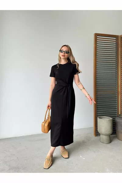 فستان من القماش المودال للنساء مربوط من الجنب