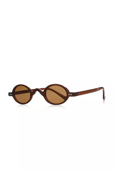 Round Unisex Sunglasses Brown 