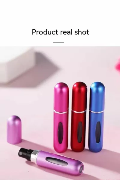 Nachfüllbare metallische Mini-Parfümflasche 5 ml, taschentaugliche Reisegröße, Ersatz-Parfümflasche