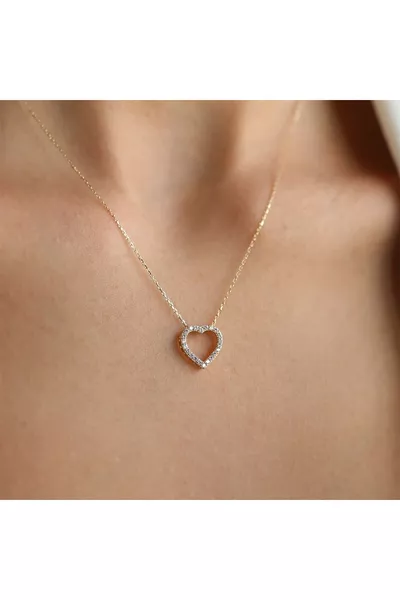 Decorative Fairy LED Light Non-Fading Red Rose Lamp and Zircon Heart Necklace in a Glass Dome