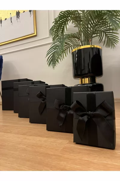 Подарочная коробка для жениха и невесты, комплект из 7 декоративных жестких картонных коробок с черным бантом