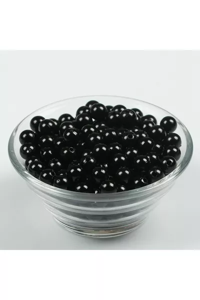  Gramm - 8 mm schwarze Perlen, Kunststoffperlen, (zwischen  und  Stück)