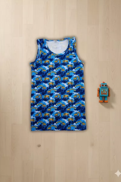 Boys' 5-Pack Cotton Tank Tops with Yellow Elephant Print, % Cotton