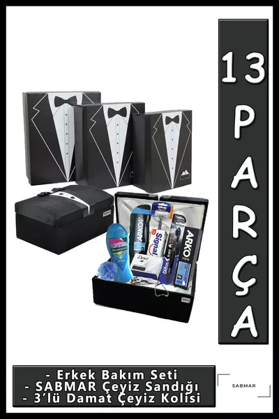 Комплект за мъжка грижа за младоженеца, 3 части, сватбена кутия, годежна кутия, сватбена кутия на младоженеца h