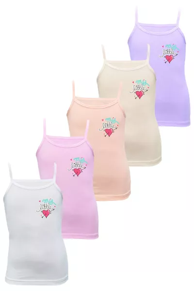 Girls' 5-Pack MyLittle Printed Cotton Spaghetti Strap Tank Top with Lycra